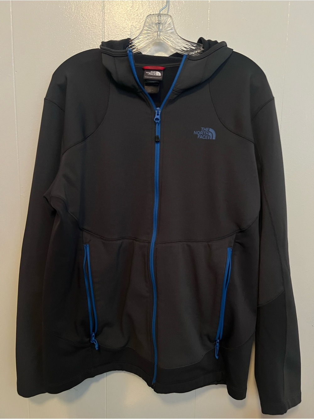 The North Face Men’s Fleece Lined Zippered Jacket Size Large Dark Gray And Blue